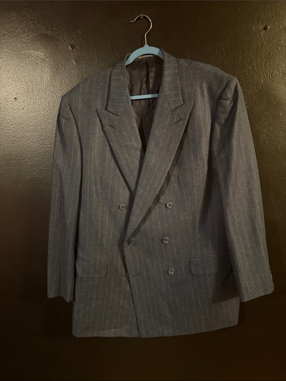 Ermenegildo Zegna Double-Breasted Pinstripe Blazer in Dark Gray
